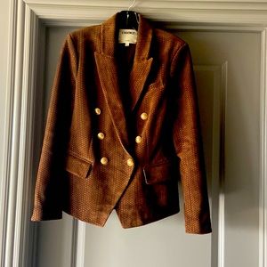 Size 4 L’Agence double breasted chocolate brown swede blazer